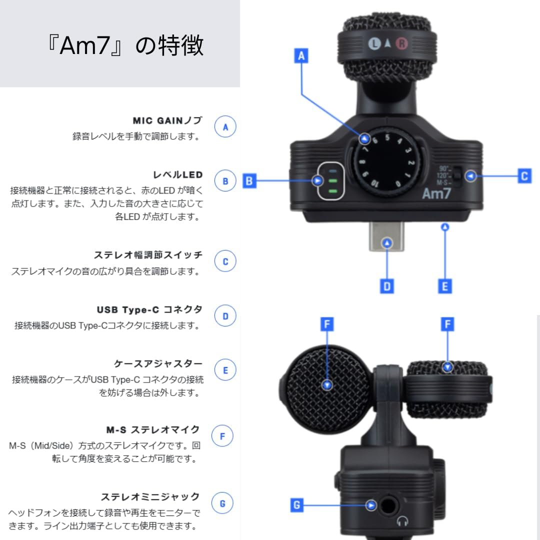 Android用ステレオマイク【Am7】 | ZOOM STORE